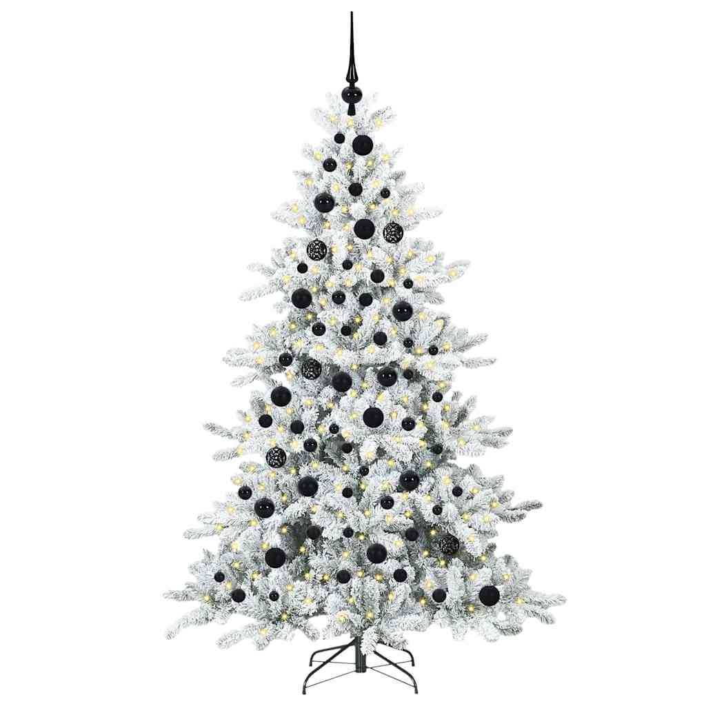 Plast Hingad Julgran med 300 LED-lampor Vit 180 cm PVC och stål
