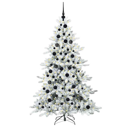 Plast Hingad Julgran med 300 LED-lampor Vit 180 cm PVC och stål