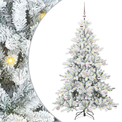 Plast Hingad Julgran med 300 LED-lampor Vit 180 cm PVC och stål