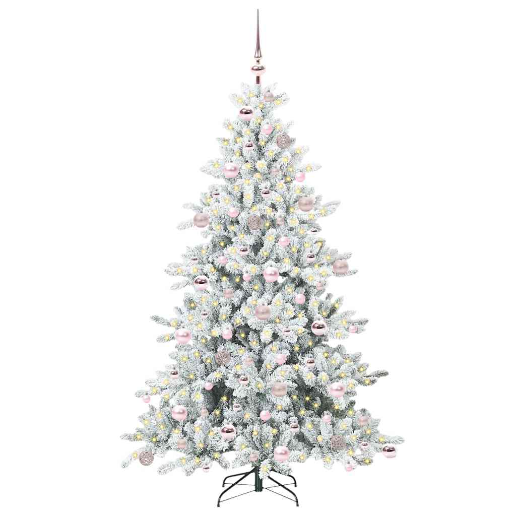 Plast Hingad Julgran med 300 LED-lampor Vit 180 cm PVC och stål