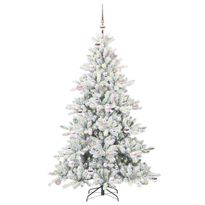 Plast Hingad Julgran med 300 LED-lampor Vit 180 cm PVC och stål