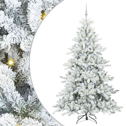Plast Hingad Julgran med 300 LED-lampor Vit 180 cm PVC och stål