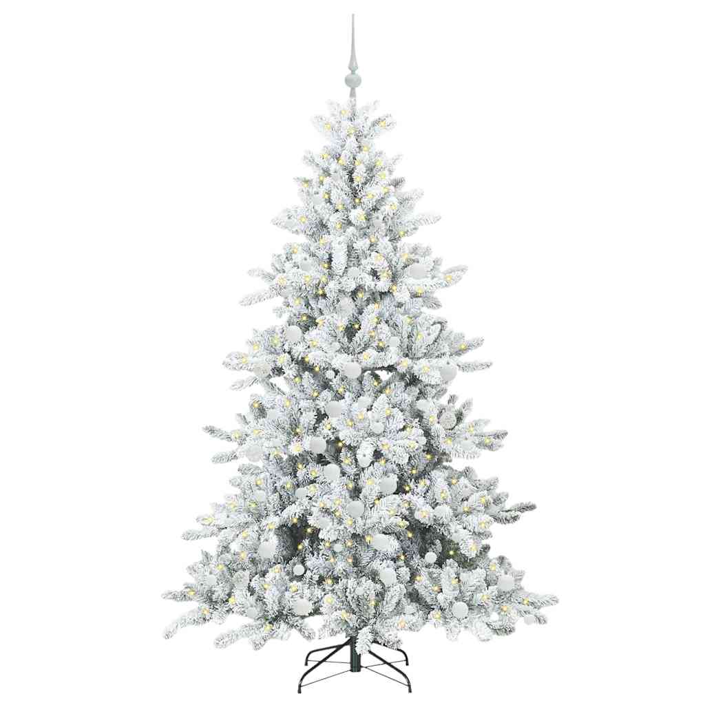 Plast Hingad Julgran med 300 LED-lampor Vit 180 cm PVC och stål