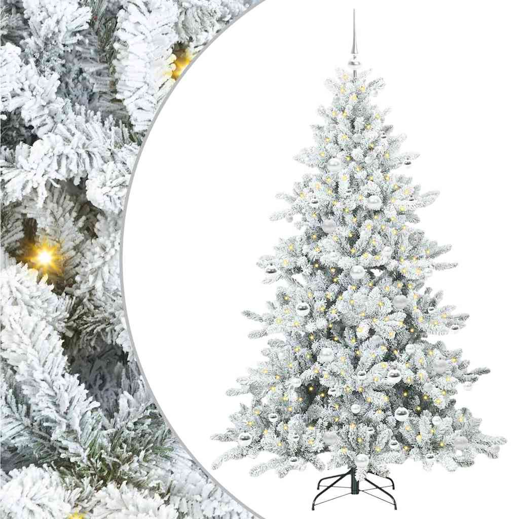 Plast Hingad Julgran med 300 LED-lampor Vit 180 cm PVC och stål