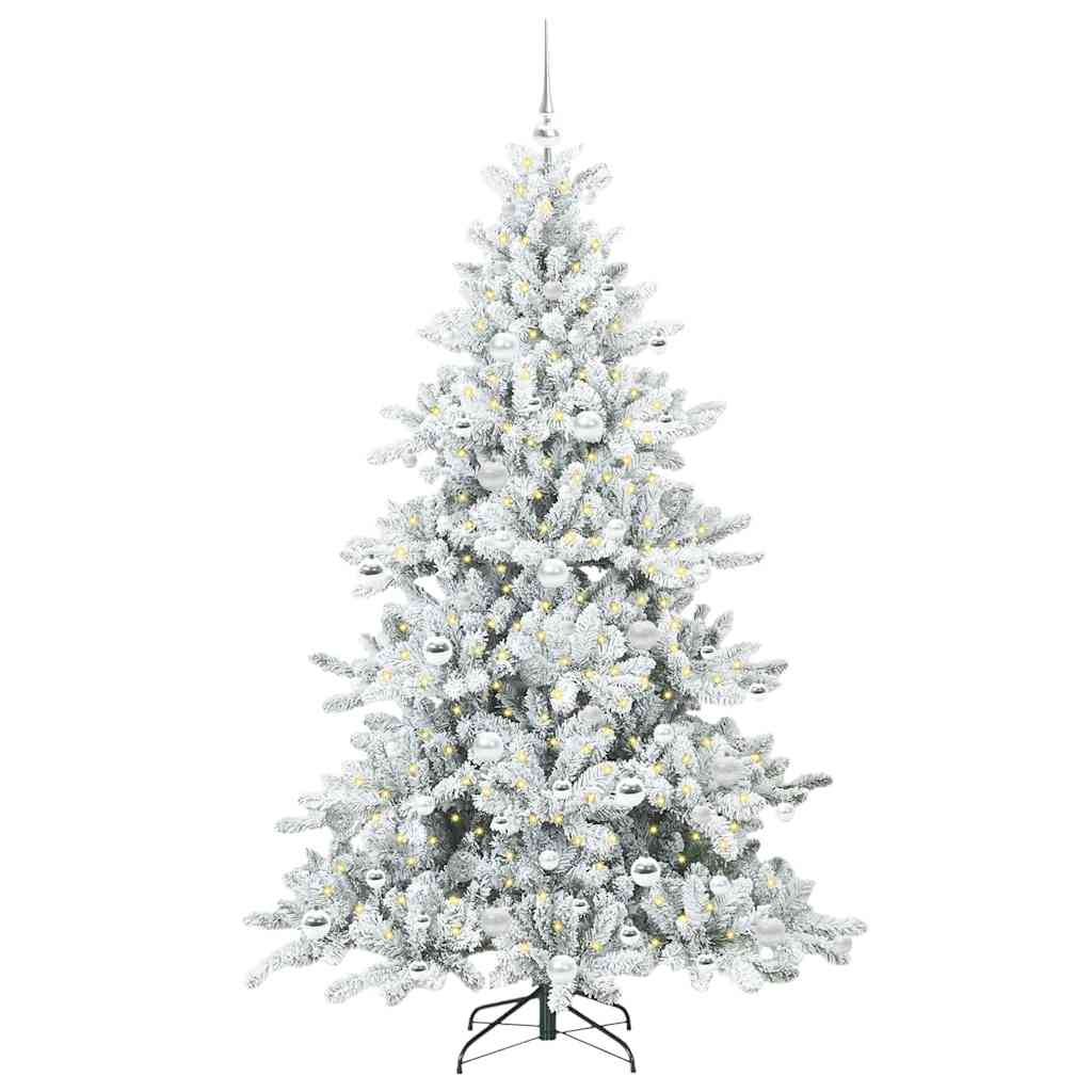 Plast Hingad Julgran med 300 LED-lampor Vit 180 cm PVC och stål
