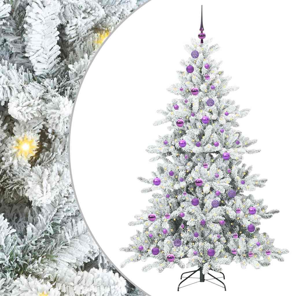 Plast Hingad Julgran med 300 LED-lampor Vit 180 cm PVC och stål
