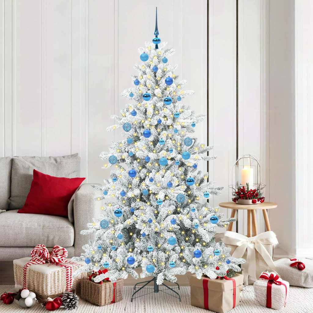 Plast Hingad Julgran med 300 LED-lampor Vit 180 cm PVC och stål