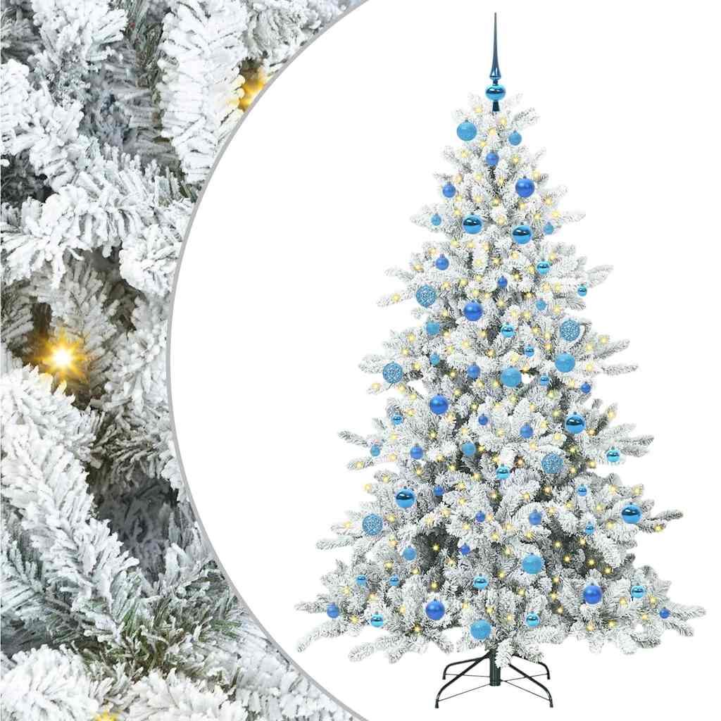Plast Hingad Julgran med 300 LED-lampor Vit 180 cm PVC och stål