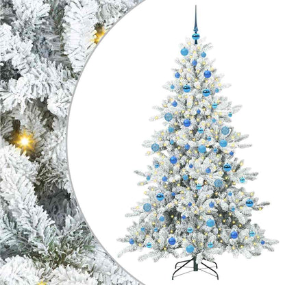 Plast Hingad Julgran med 300 LED-lampor Vit 180 cm PVC och stål