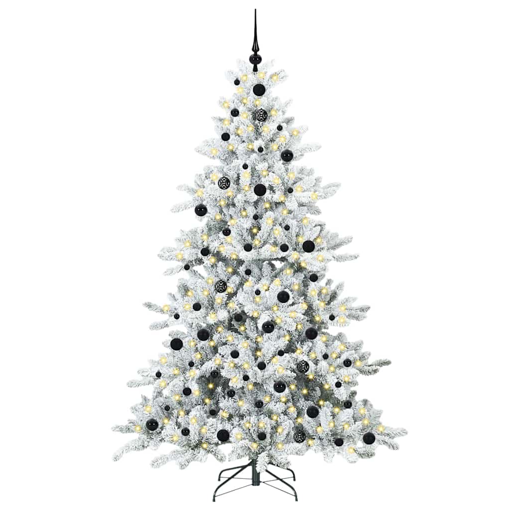 Plast Hingad Julgran med 300 LED-lampor Vit 210 cm PVC och stål