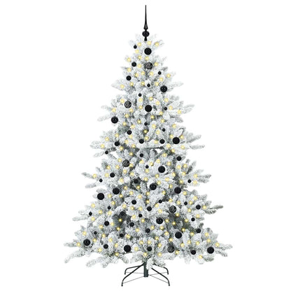 Plast Hingad Julgran med 300 LED-lampor Vit 210 cm PVC och stål