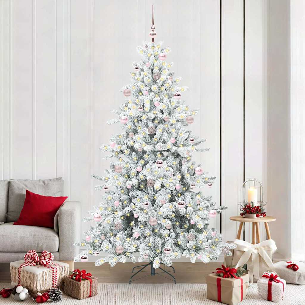 Plast Hingad Julgran med 300 LED-lampor Vit 210 cm PVC och stål