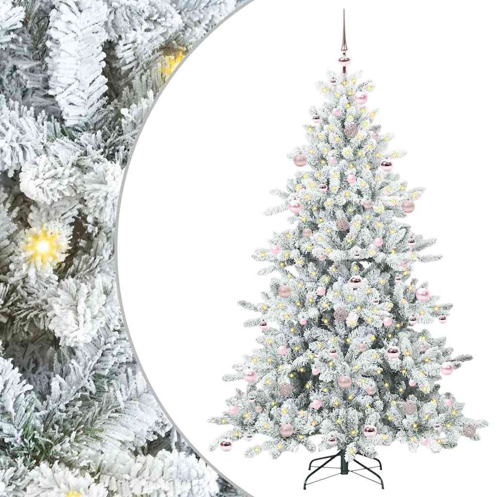 Plast Hingad Julgran med 300 LED-lampor Vit 210 cm PVC och stål