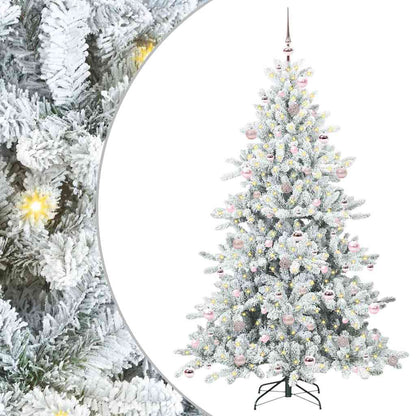 Plast Hingad Julgran med 300 LED-lampor Vit 210 cm PVC och stål