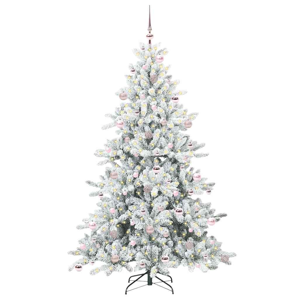 Plast Hingad Julgran med 300 LED-lampor Vit 210 cm PVC och stål