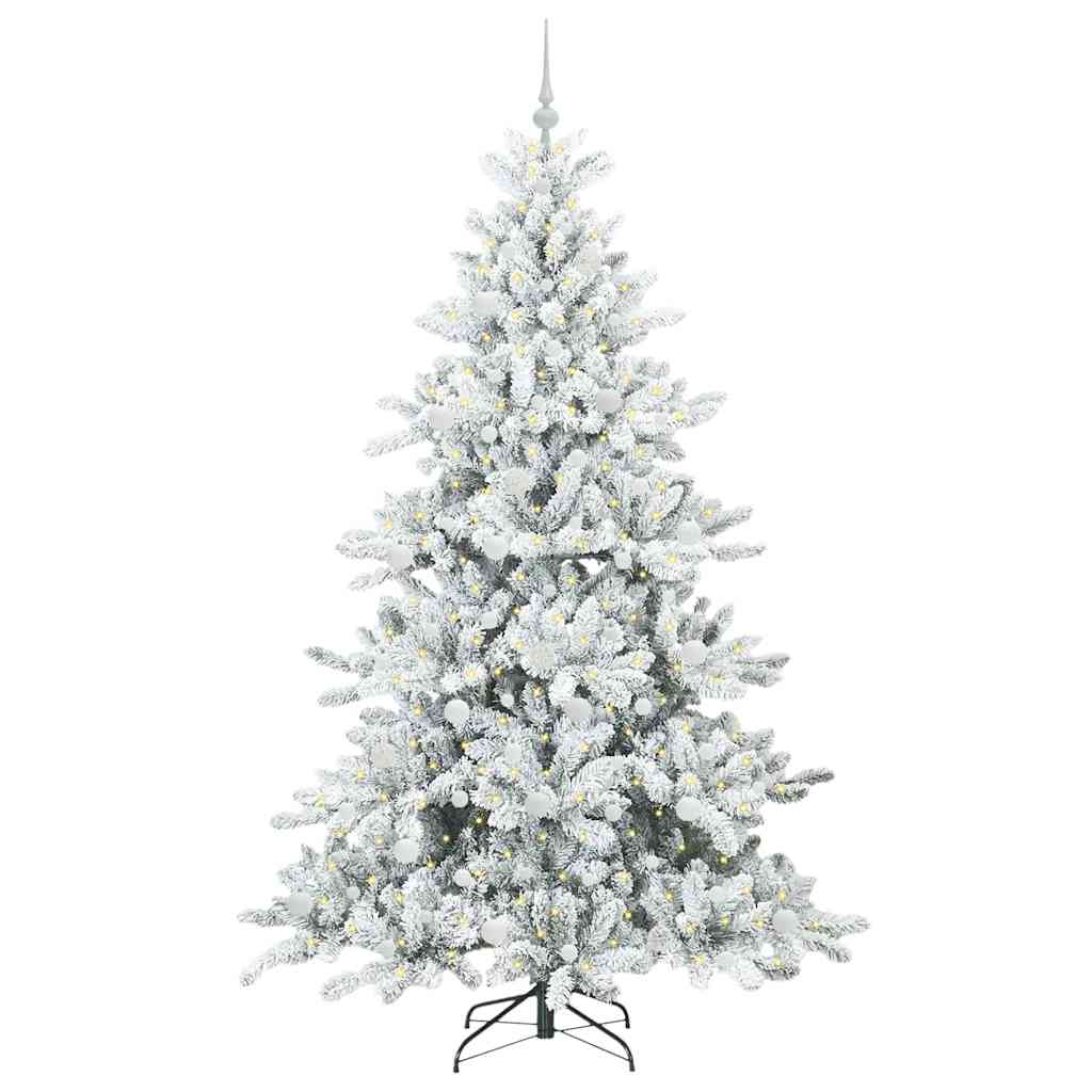 Plast Hingad Julgran med 300 LED-lampor Vit 210 cm PVC och stål