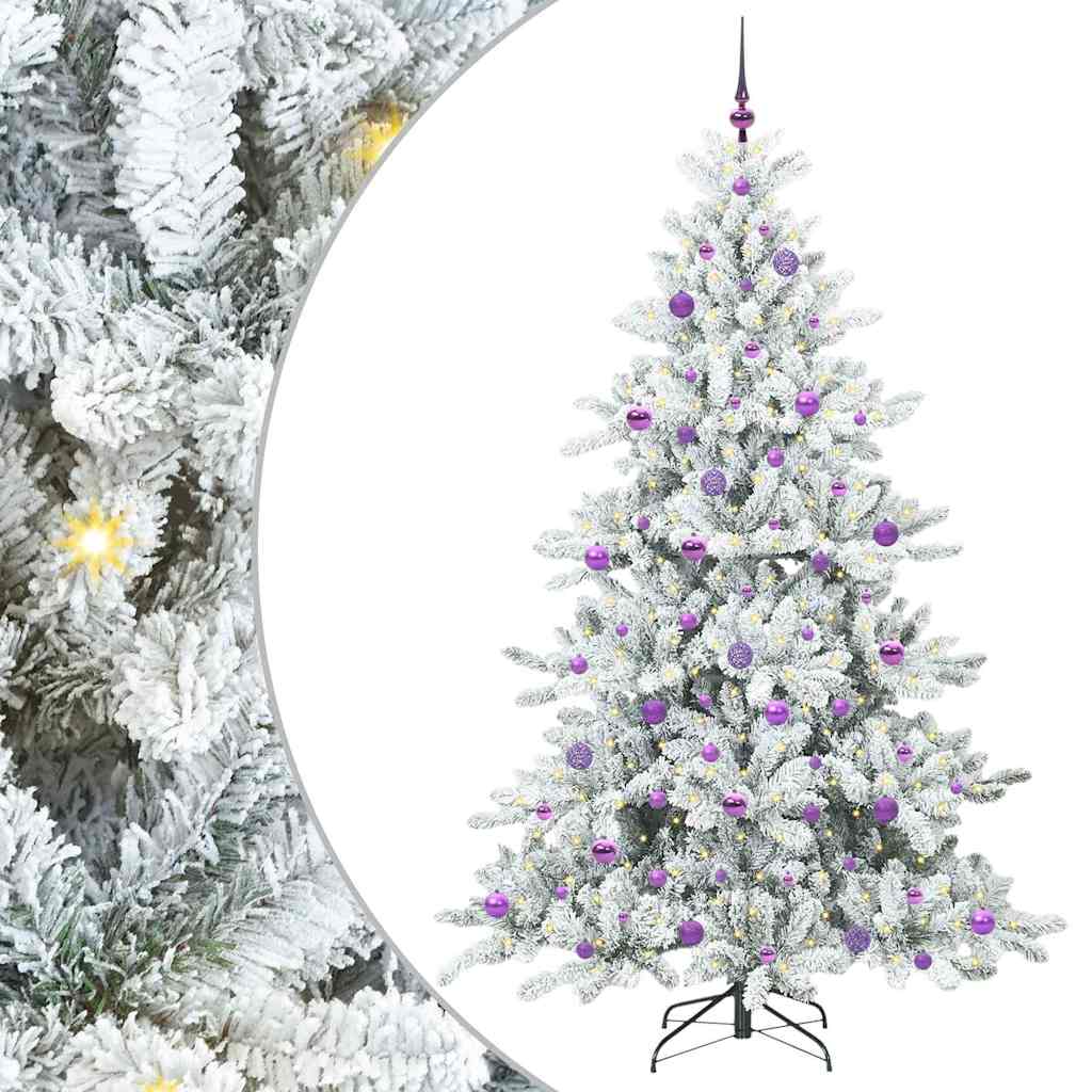 Plast Hingad Julgran med 300 LED-lampor Vit 210 cm PVC och stål