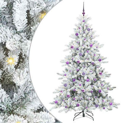 Plast Hingad Julgran med 300 LED-lampor Vit 210 cm PVC och stål
