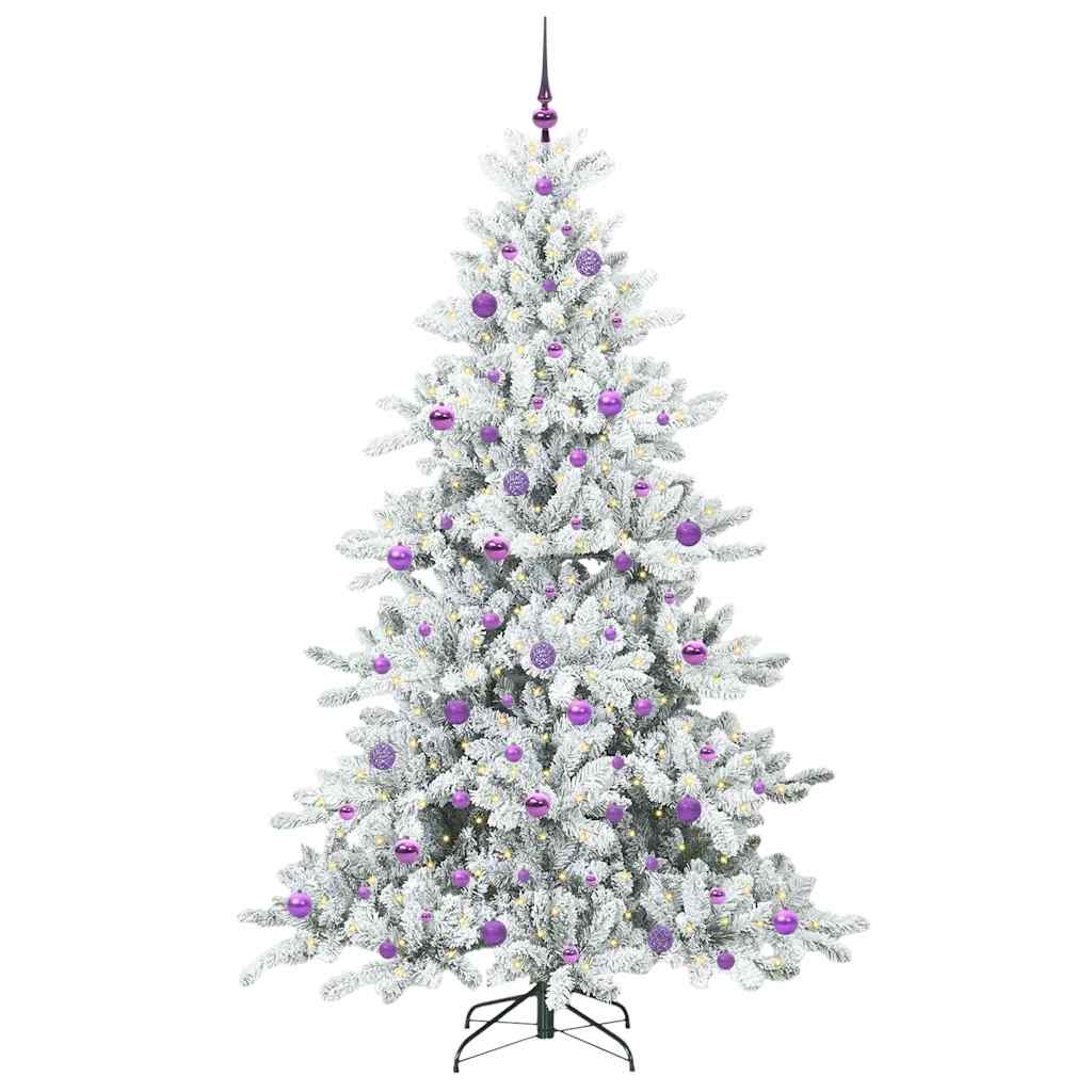 Plast Hingad Julgran med 300 LED-lampor Vit 210 cm PVC och stål