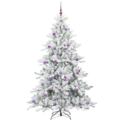 Plast Hingad Julgran med 300 LED-lampor Vit 210 cm PVC och stål