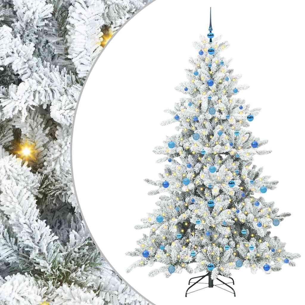 Plast Hingad Julgran med 300 LED-lampor Vit 210 cm PVC och stål
