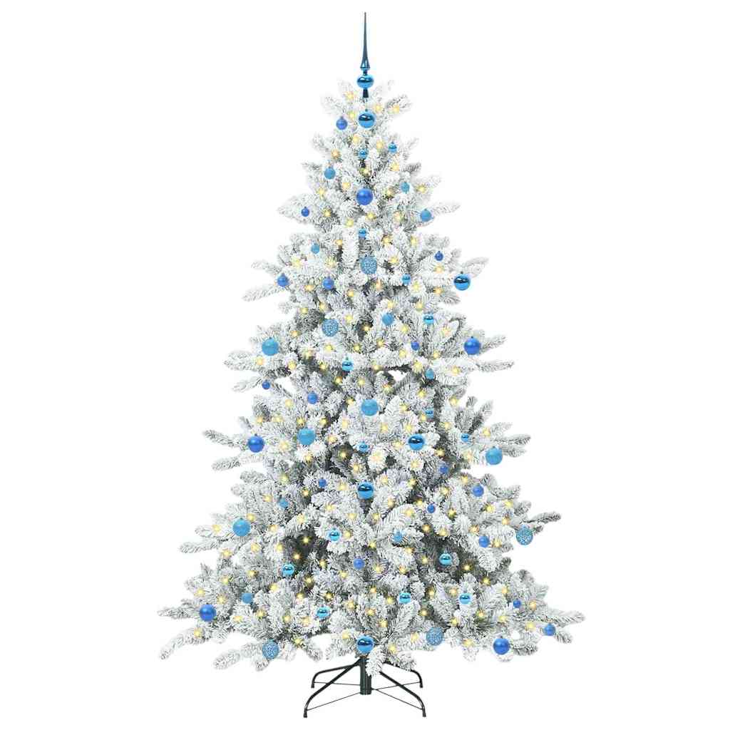 Plast Hingad Julgran med 300 LED-lampor Vit 210 cm PVC och stål