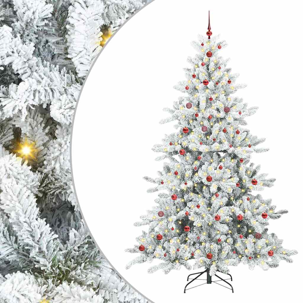 Plast Hingad Julgran med 300 LED-lampor Vit 240 cm PVC och stål