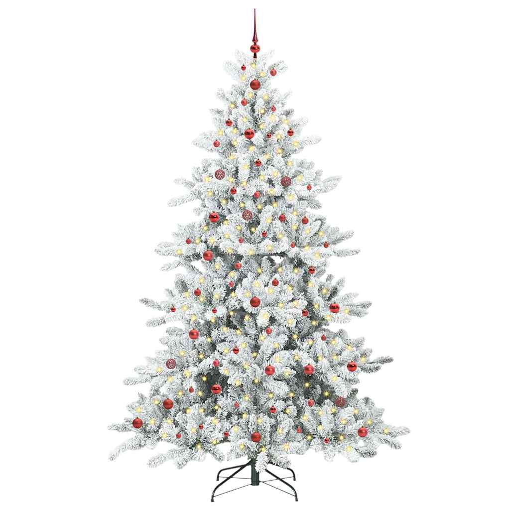 Plast Hingad Julgran med 300 LED-lampor Vit 240 cm PVC och stål