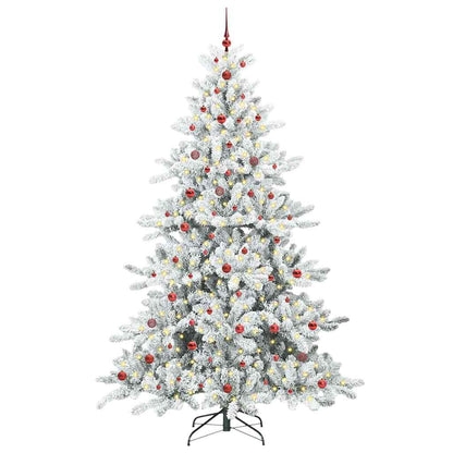 Plast Hingad Julgran med 300 LED-lampor Vit 240 cm PVC och stål
