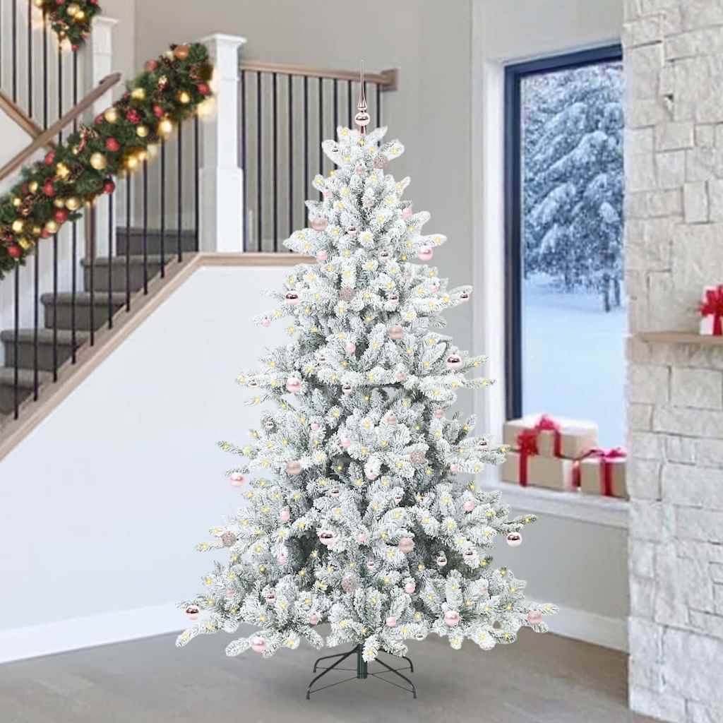 Plast Hingad Julgran med 300 LED-lampor Vit 240 cm PVC och stål