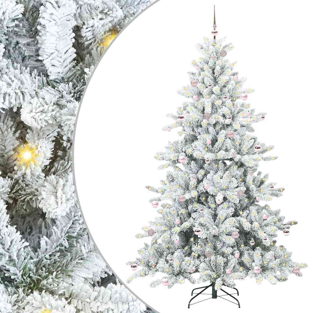 Plast Hingad Julgran med 300 LED-lampor Vit 240 cm PVC och stål