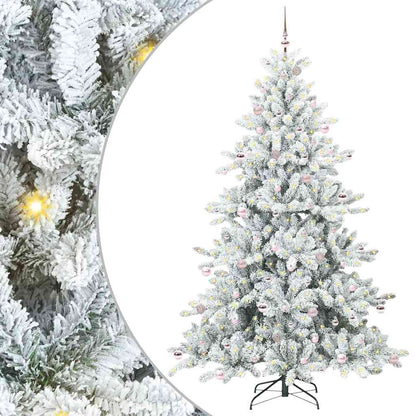 Plast Hingad Julgran med 300 LED-lampor Vit 240 cm PVC och stål