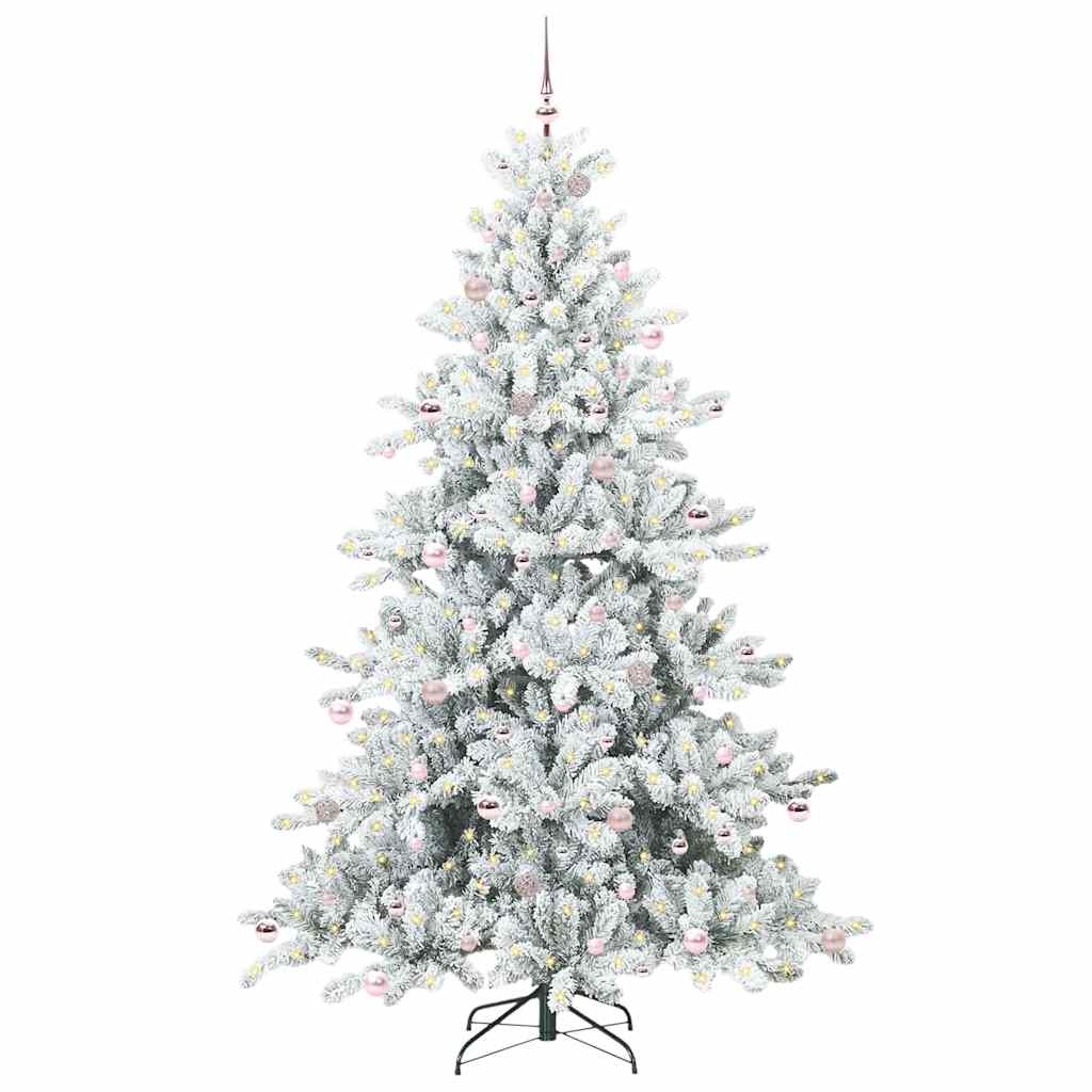 Plast Hingad Julgran med 300 LED-lampor Vit 240 cm PVC och stål