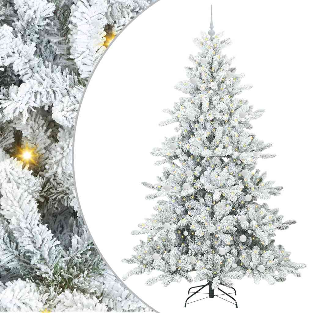 Plast Hingad Julgran med 300 LED-lampor Vit 240 cm PVC och stål