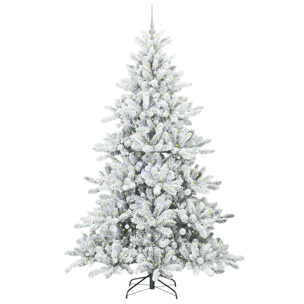 Plast Hingad Julgran med 300 LED-lampor Vit 240 cm PVC och stål