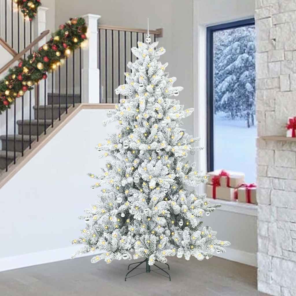 Plast Hingad Julgran med 300 LED-lampor Vit 240 cm PVC och stål
