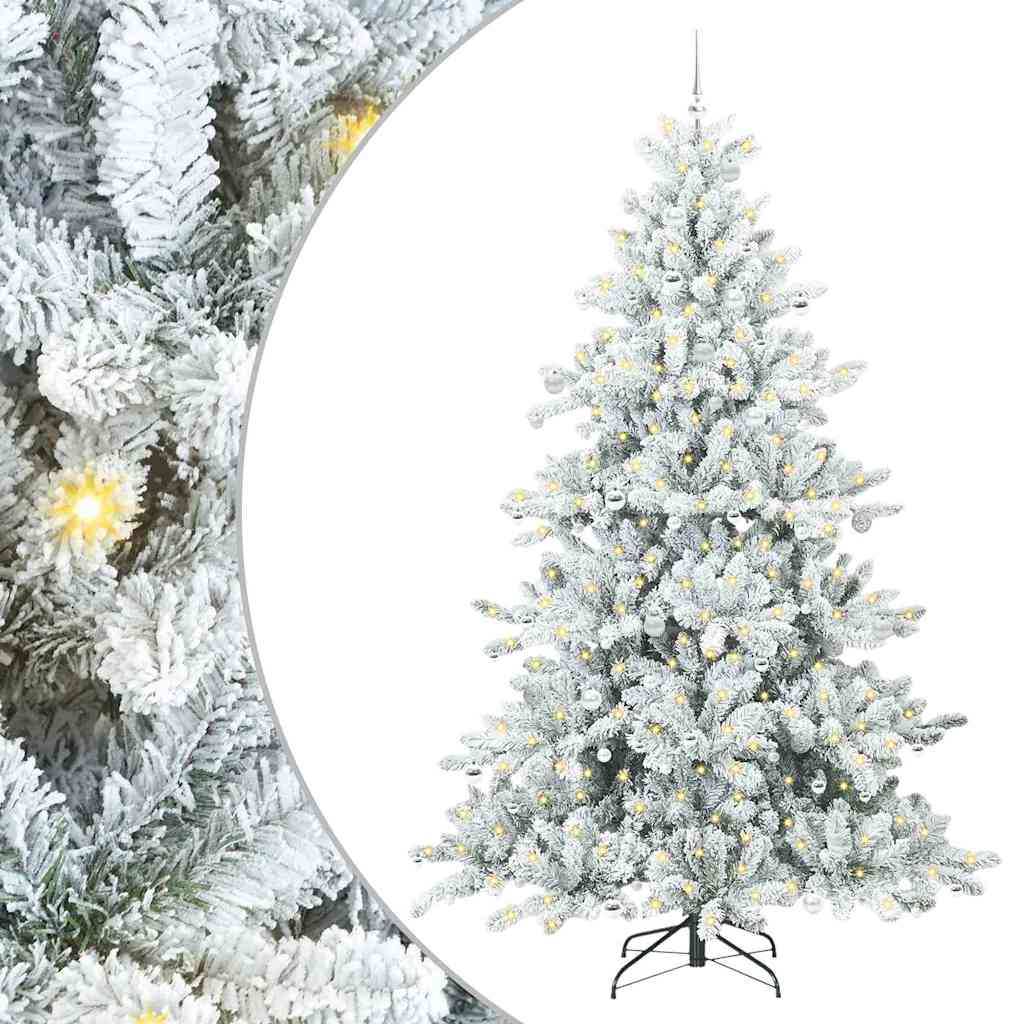 Plast Hingad Julgran med 300 LED-lampor Vit 240 cm PVC och stål
