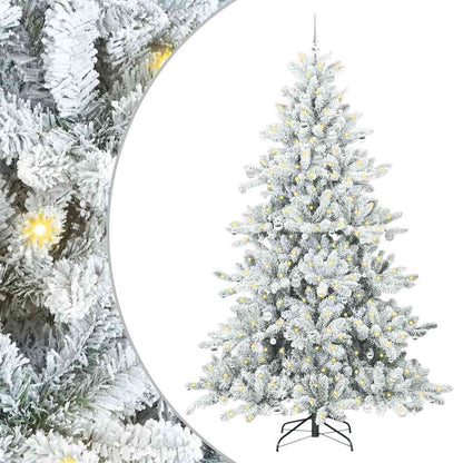Plast Hingad Julgran med 300 LED-lampor Vit 240 cm PVC och stål