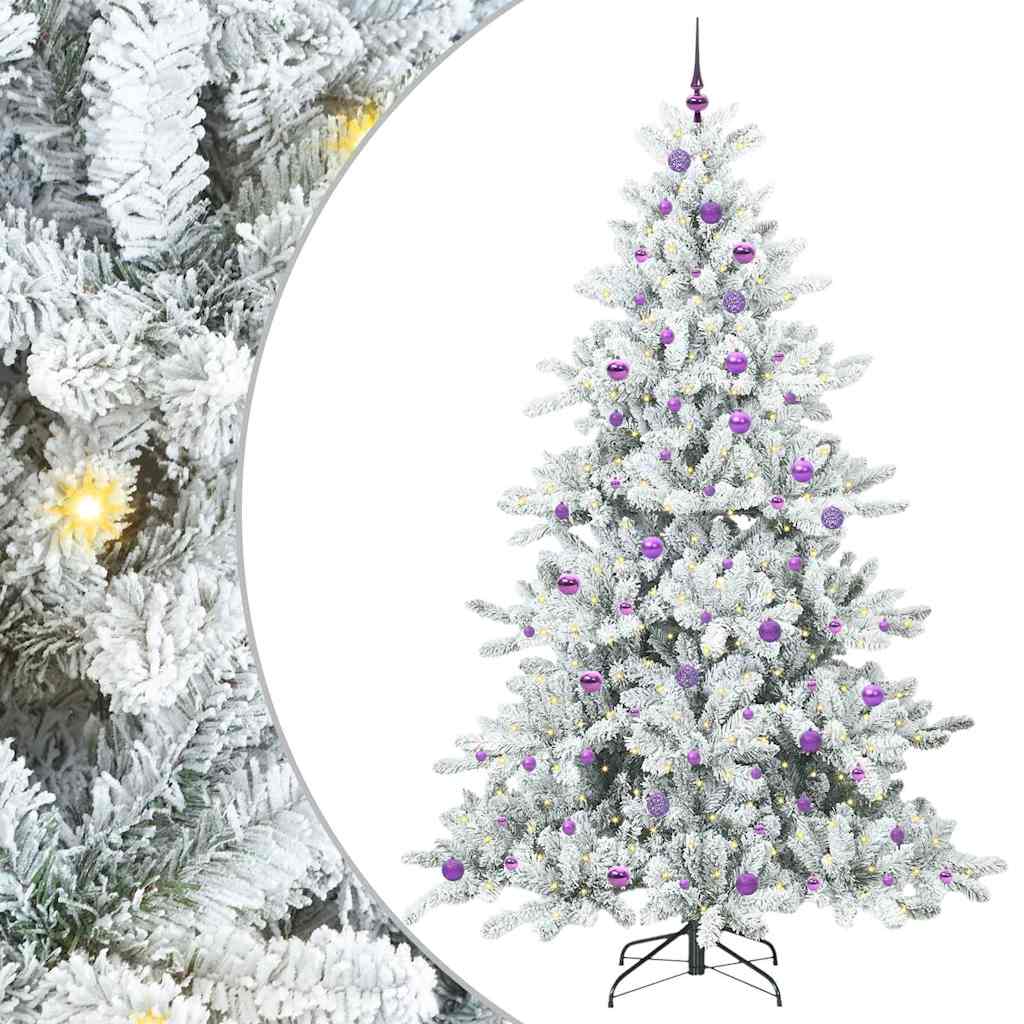 Plast Hingad Julgran med 300 LED-lampor Vit 240 cm PVC och stål