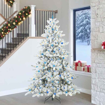 Plast Hingad Julgran med 300 LED-lampor Vit 240 cm PVC och stål