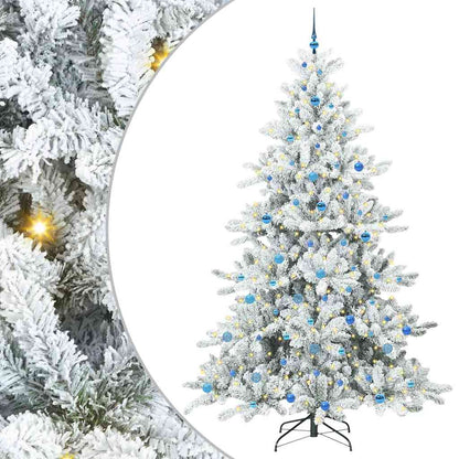Plast Hingad Julgran med 300 LED-lampor Vit 240 cm PVC och stål