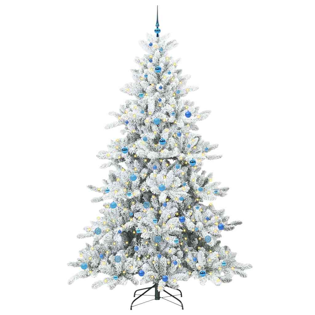 Plast Hingad Julgran med 300 LED-lampor Vit 240 cm PVC och stål