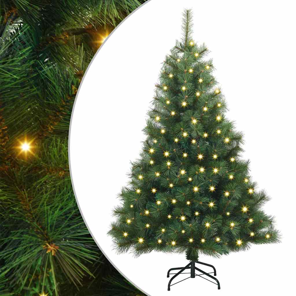 Konstgjord julgran med 150 LED-lampor Grön 120 cm PE och PVC