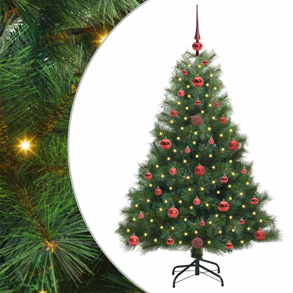 Konstgjord julgran med 150 LED-lampor Grön 120 cm PE och PVC