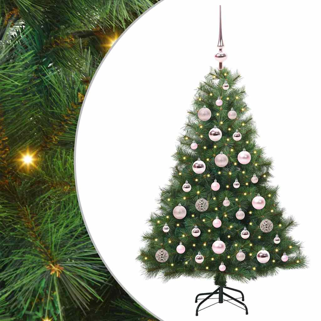 Konstgjord julgran med 150 LED-lampor Grön 120 cm PE och PVC
