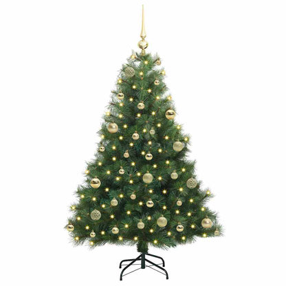 Konstgjord julgran med 150 LED-lampor Grön 120 cm PE och PVC