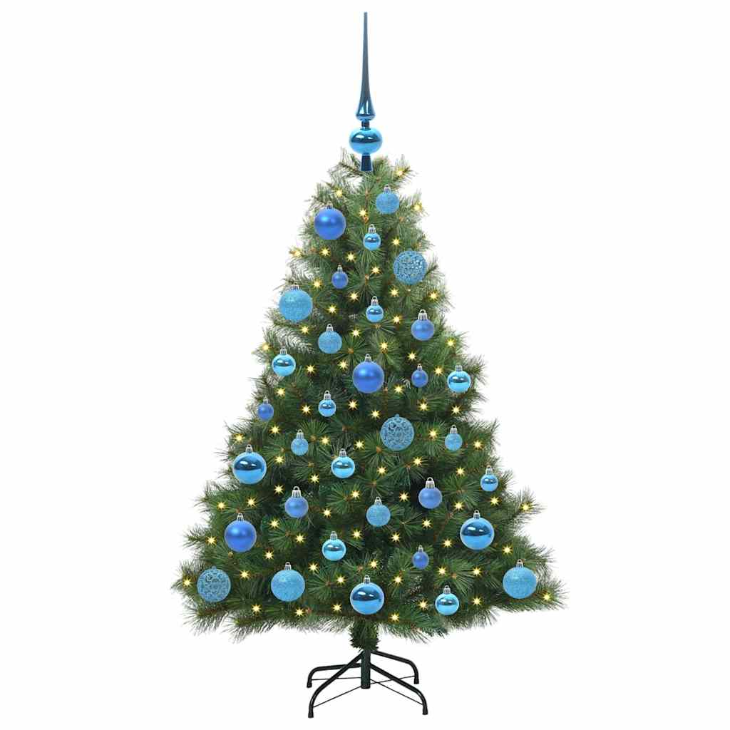 Konstgjord julgran med 150 LED-lampor Grön 120 cm PE och PVC