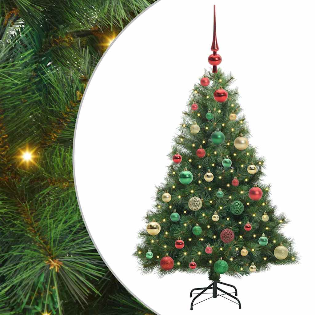 Konstgjord julgran med 150 LED-lampor Grön 120 cm PE och PVC