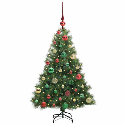 Konstgjord julgran med 150 LED-lampor Grön 120 cm PE och PVC