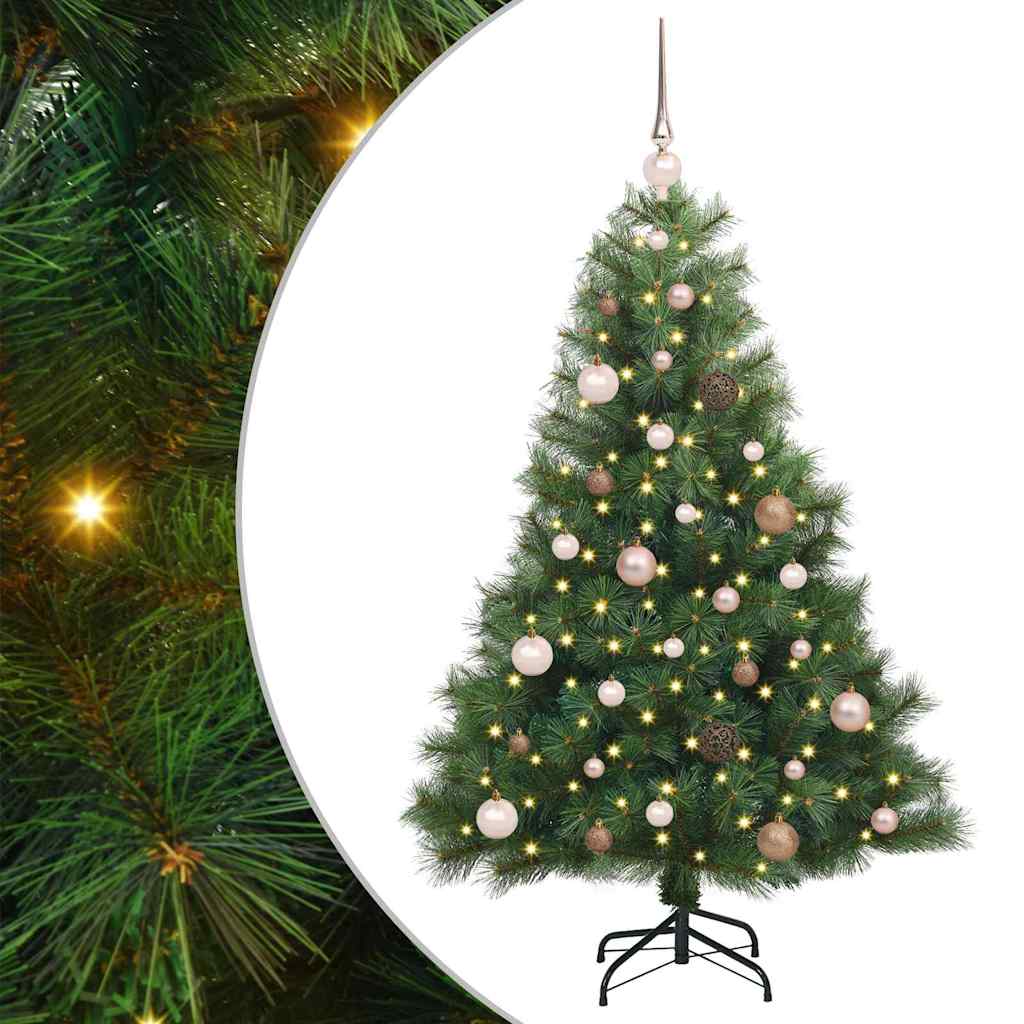 Konstgjord julgran med 150 LED-lampor Grön 150 cm PE och PVC